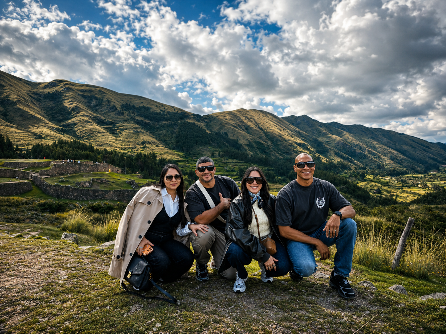 Viajeros de Candia Tours disfrutando un recorrido en los Andes de Cusco